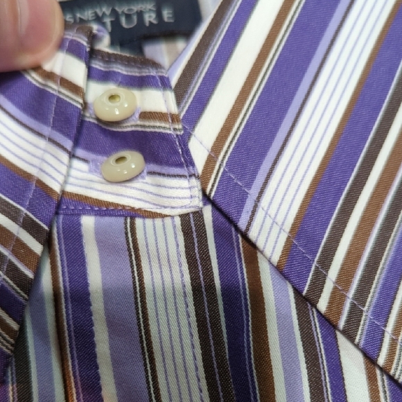 Jones New York Purple and Brown Casual Button Down Shirt - Picture 4 of 12
